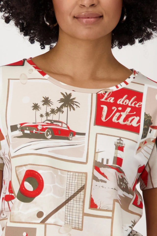 BLUSA ESTAMPADA ROJA - MONARI