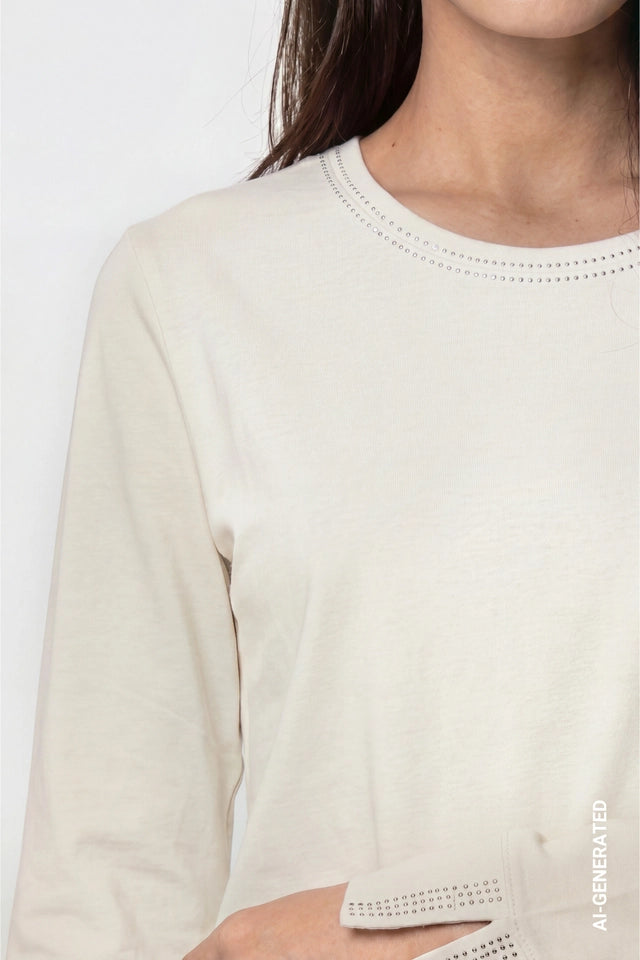 CAMISETA STRASS CUELLO - MONARI