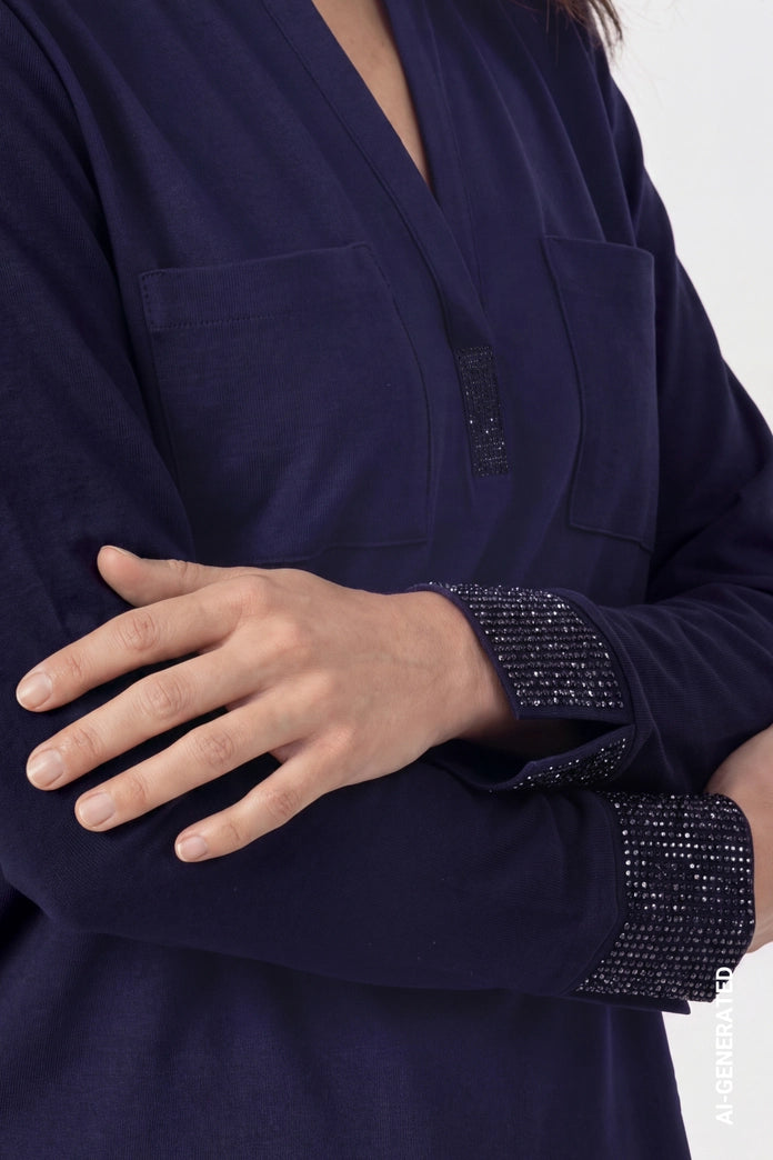 BLUSA CON PEDRERÍA - MONARI