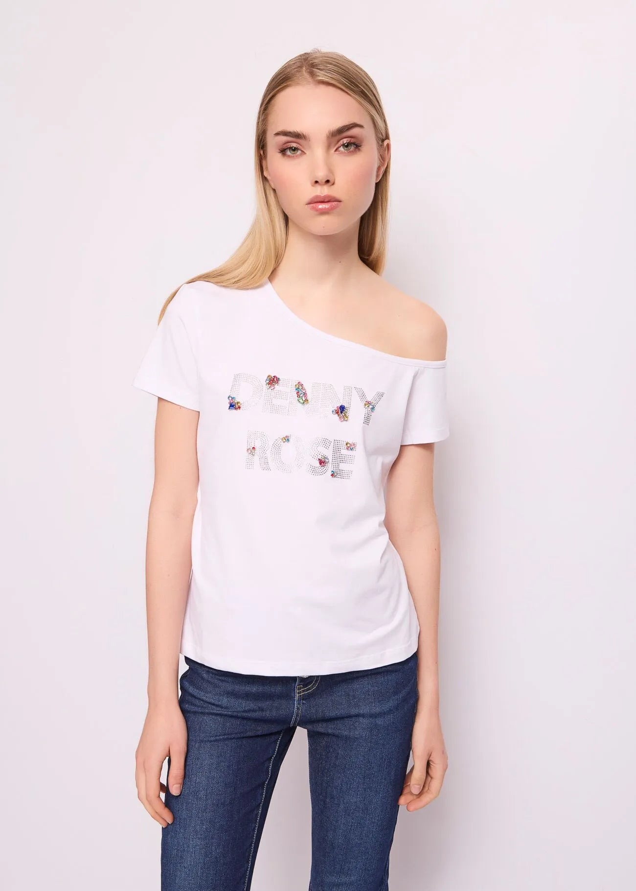 CAMISETA ASIMÉTRICA STRASS - DENNY ROSE