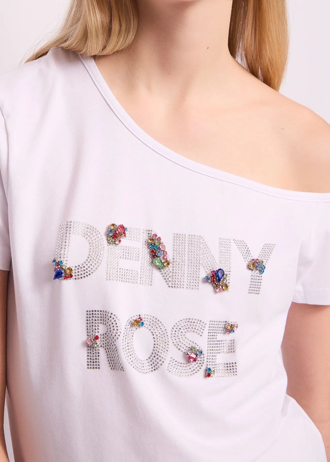CAMISETA ASIMÉTRICA STRASS - DENNY ROSE