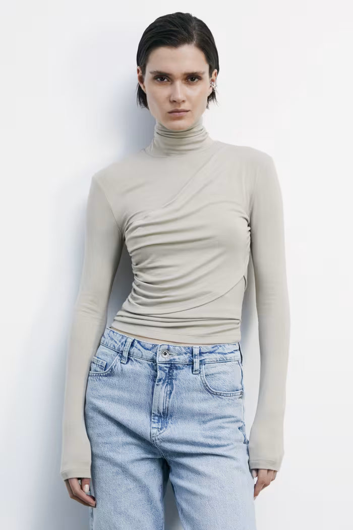 CAMISETA CUELLO FRUNCIDO - PATRIZIA PEPE