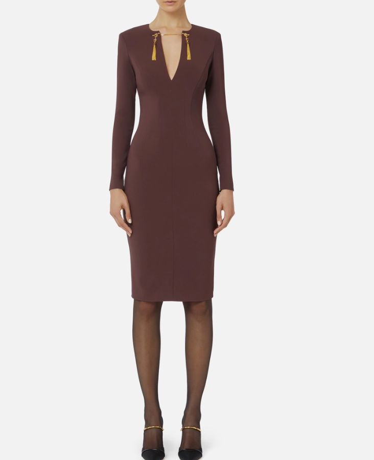 VESTIDO MIDI COLLAR CUELLO - ELISABETTA FRANCHI