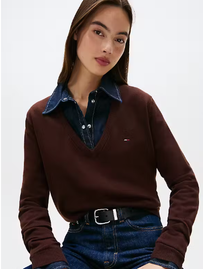 JERSEY PICO LISO BROWN - TOMMY JEANS