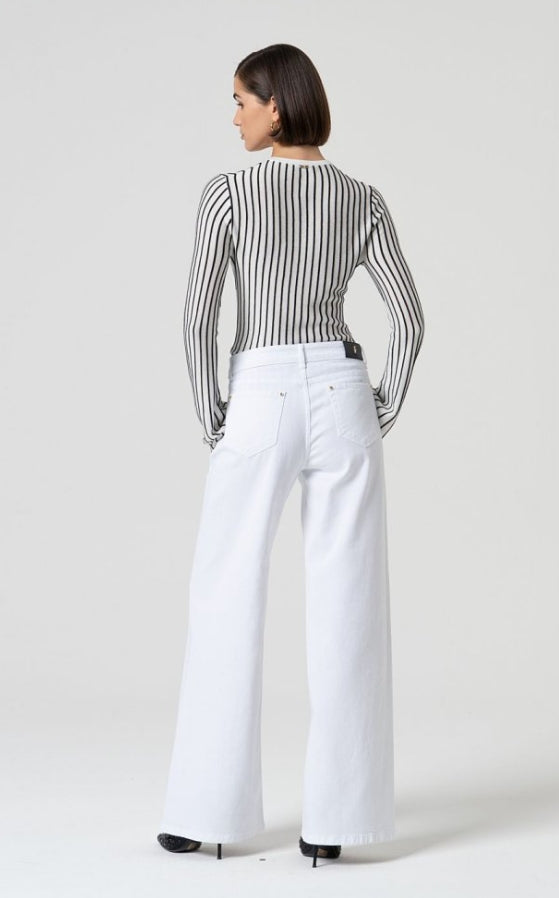PANTALÓN PALAZZO DENIM BLANCO - FRACOMINA