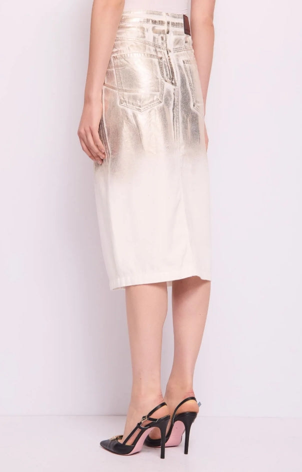 FALDA MIDI DENIM DORADA - DENNY ROSE