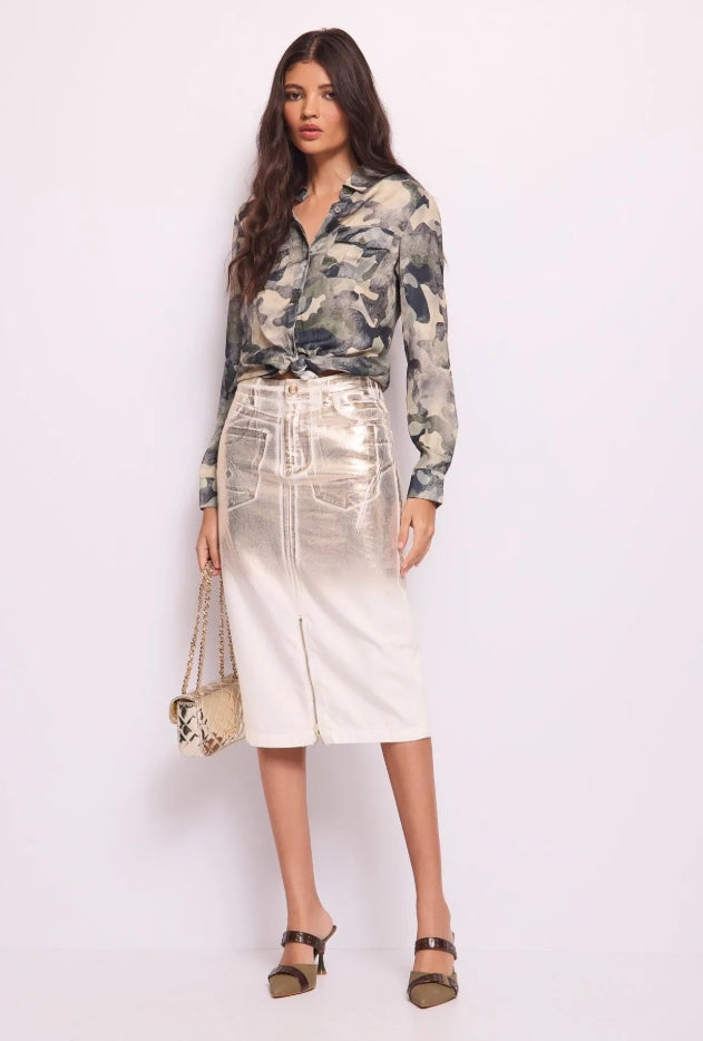 FALDA MIDI DENIM DORADA - DENNY ROSE