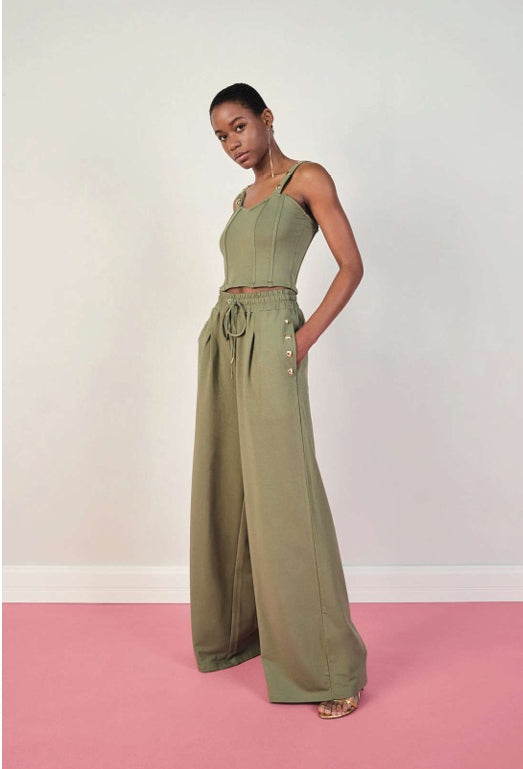 PANTALÓN PALAZZO BOTÓN BOLSILLO - DENNY ROSE