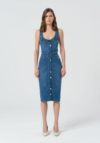 VESTIDO BOTONES DENIM - FRACOMINA