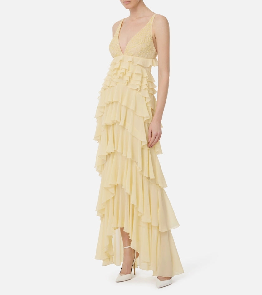VESTIDO LARGO VOLANTES - ELISABETTA FRANCHI