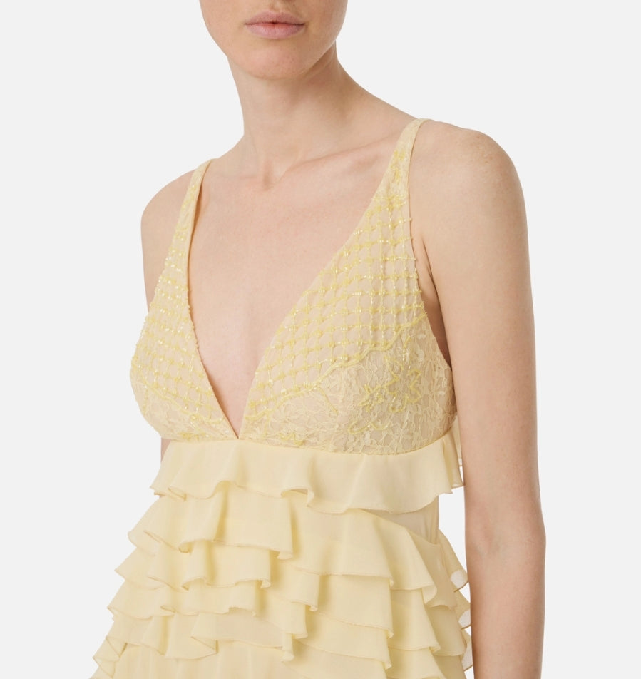 VESTIDO LARGO VOLANTES - ELISABETTA FRANCHI