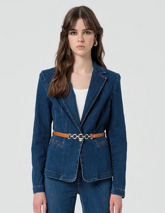 CHAQUETA CINTURÓN DENIM - FRACOMINA