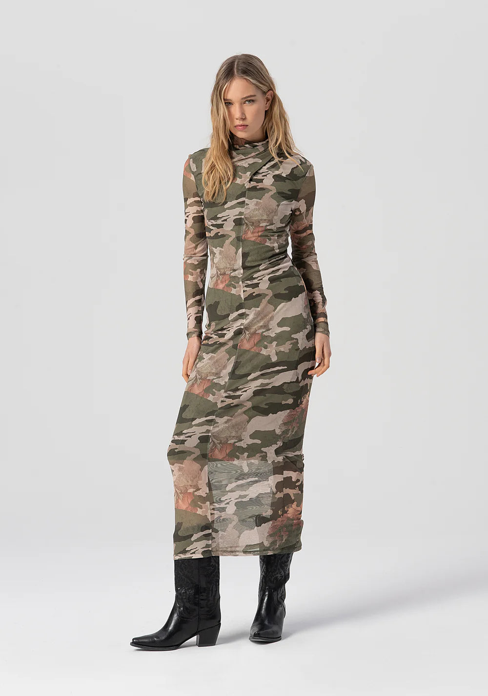 VESTIDO MESH CAMUFLAJE - FRACOMINA