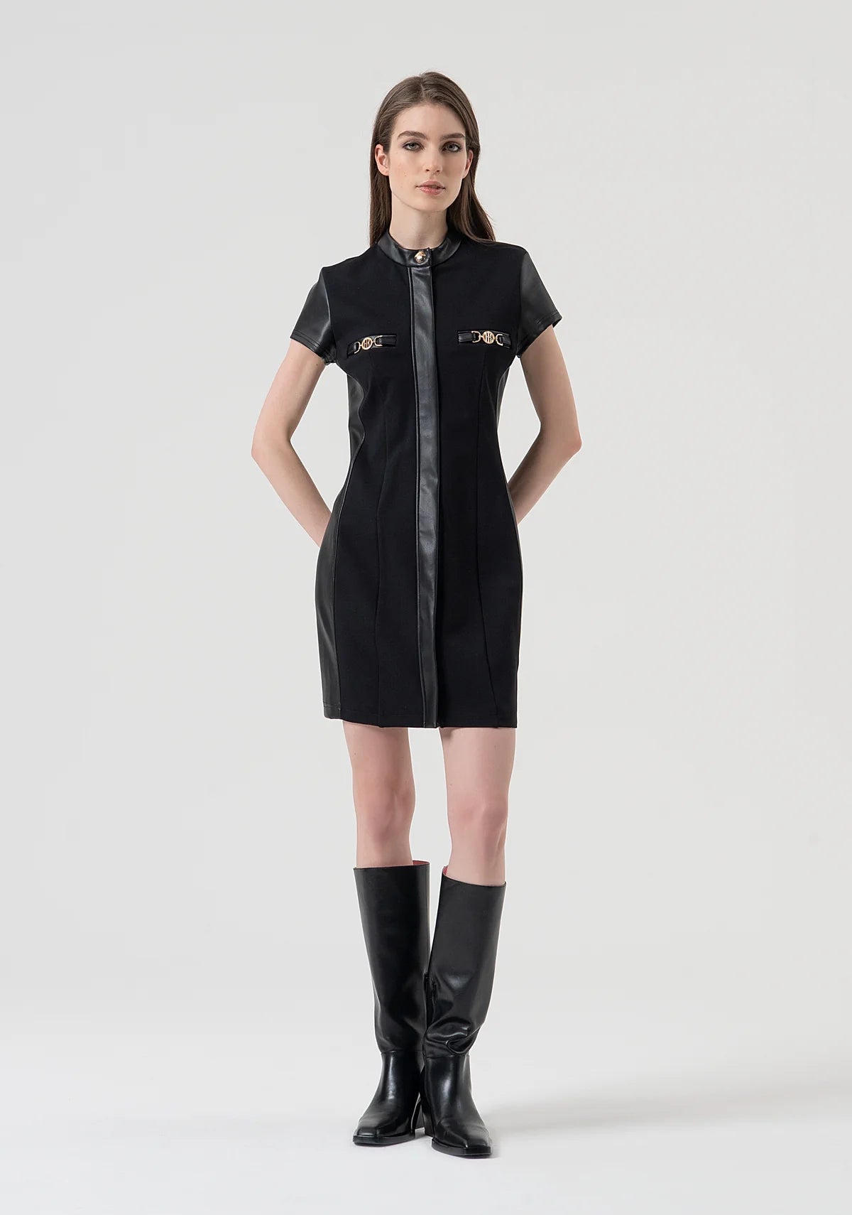 VESTIDO ECOPIEL PUNTO - FRACOMINA