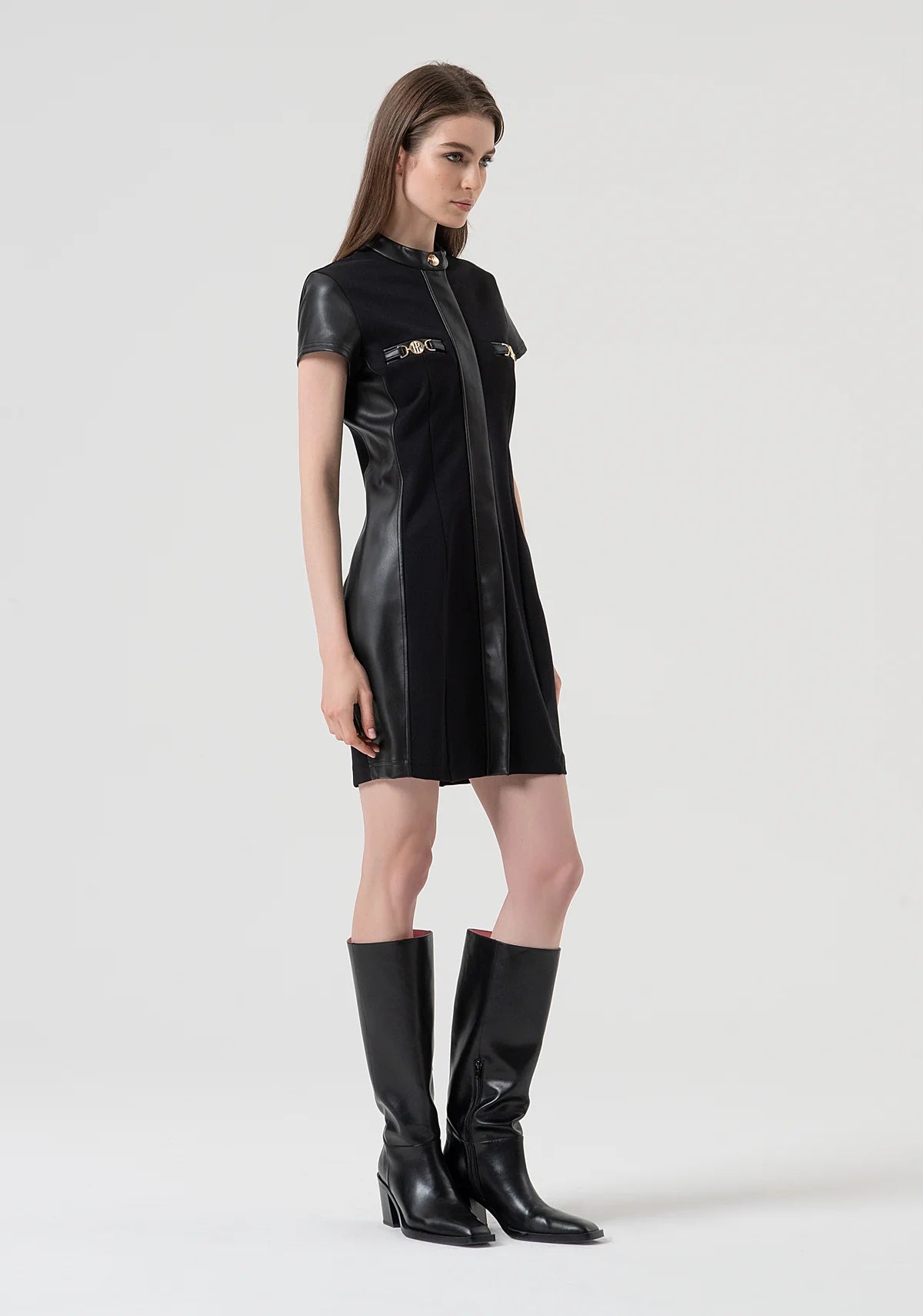 VESTIDO ECOPIEL PUNTO - FRACOMINA