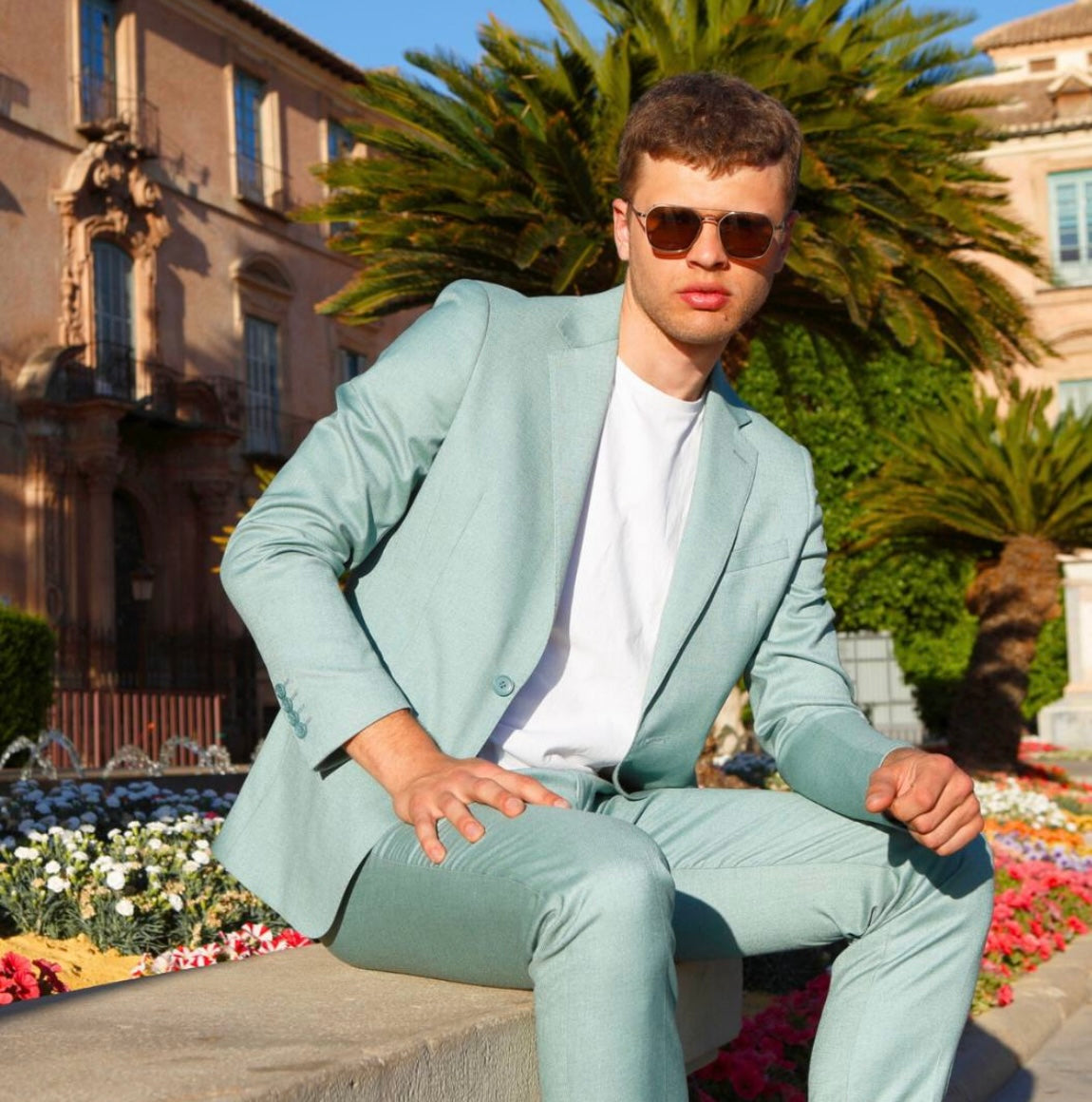 TRAJE CHALECO MENTA - LINO CLEMENTE