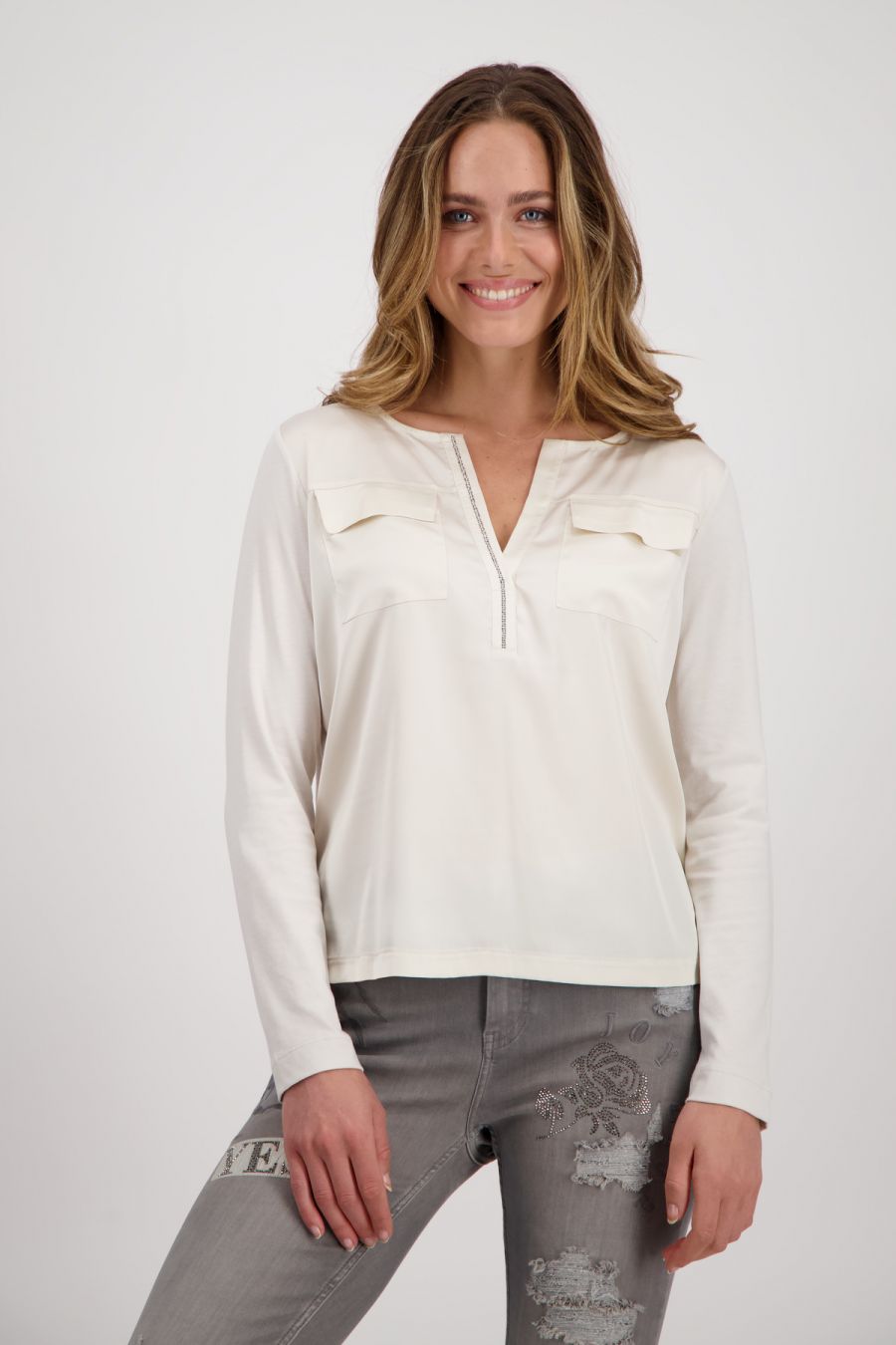 Camisa satinada beige - Monari