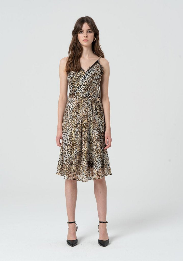 VESTIDO LENCERO PRINT ANIMAL - FRACOMINA