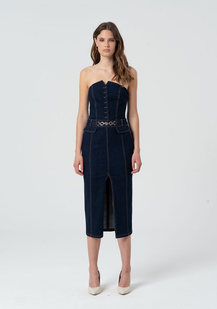 VESTIDO MIDI DENIM - FRACOMINA