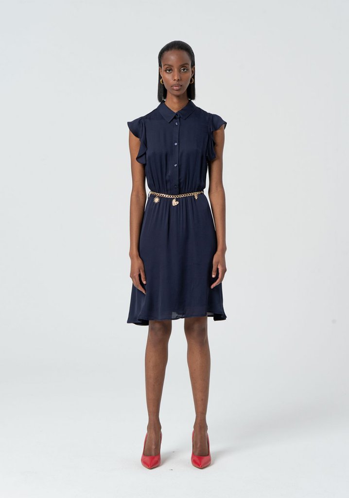 VESTIDO CAMISERO CINTURÓN CADENA - FRACOMINA
