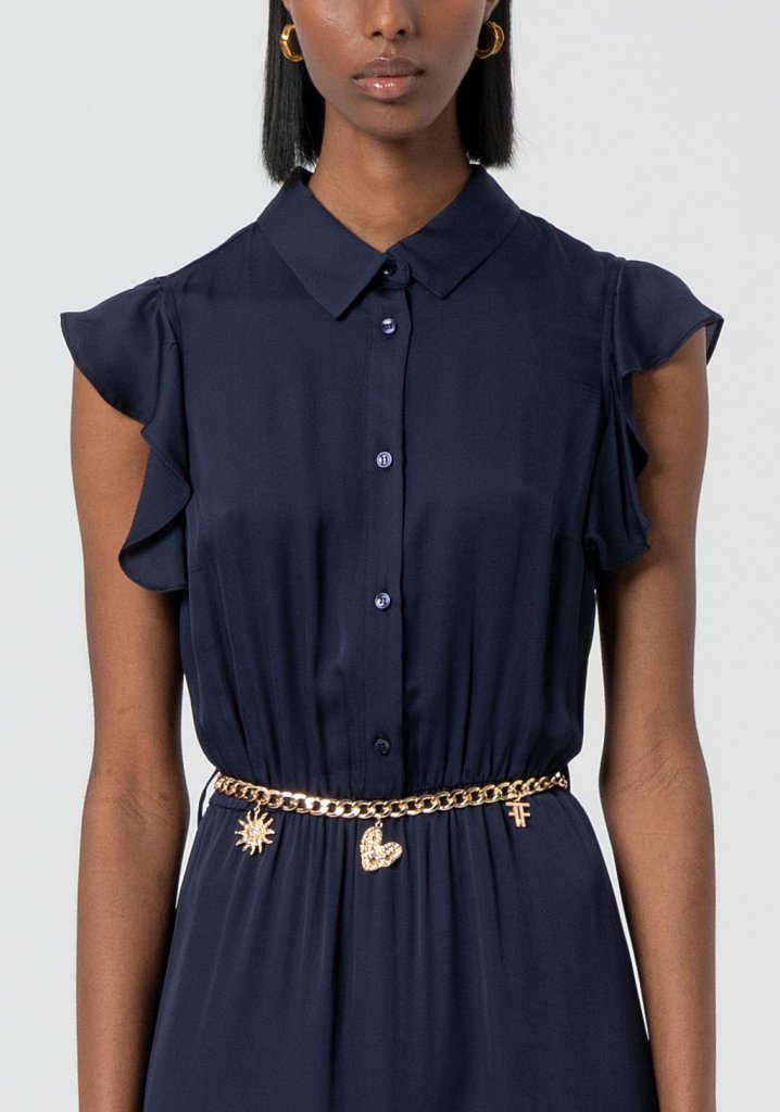 VESTIDO CAMISERO CINTURÓN CADENA - FRACOMINA