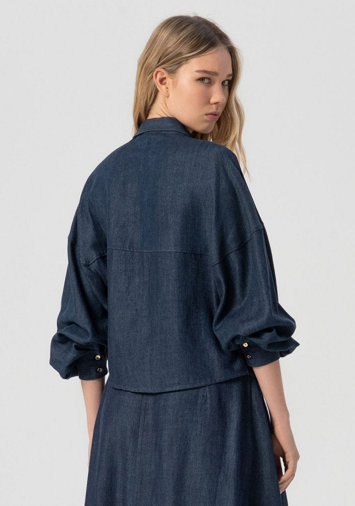 CAMISA OVERSIZE INDIGO - FRACOMINA