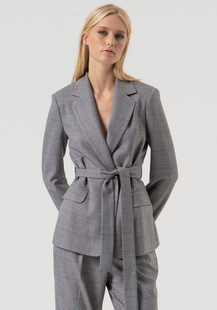 CHAQUETA CUADROS CINTURÓN - FRACOMINA