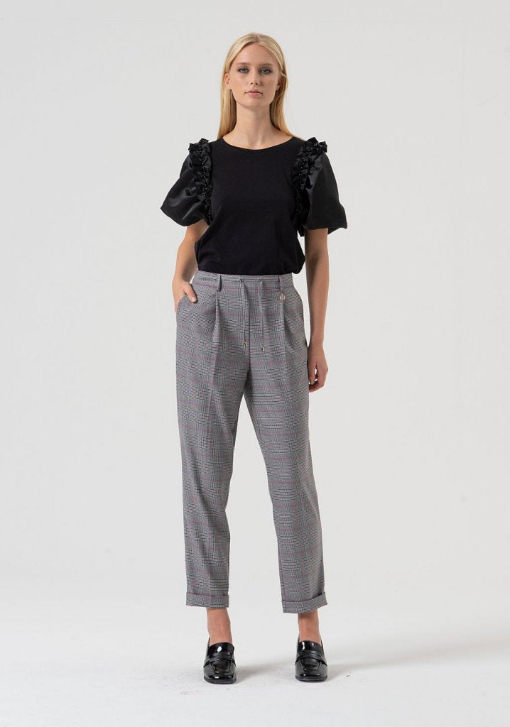 PANTALÓN CUADROS GOMA CINTURA - FRACOMINA