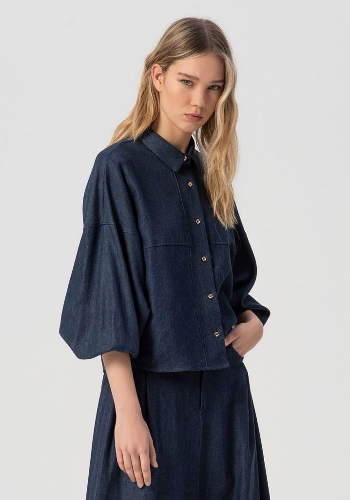 CAMISA OVERSIZE INDIGO - FRACOMINA