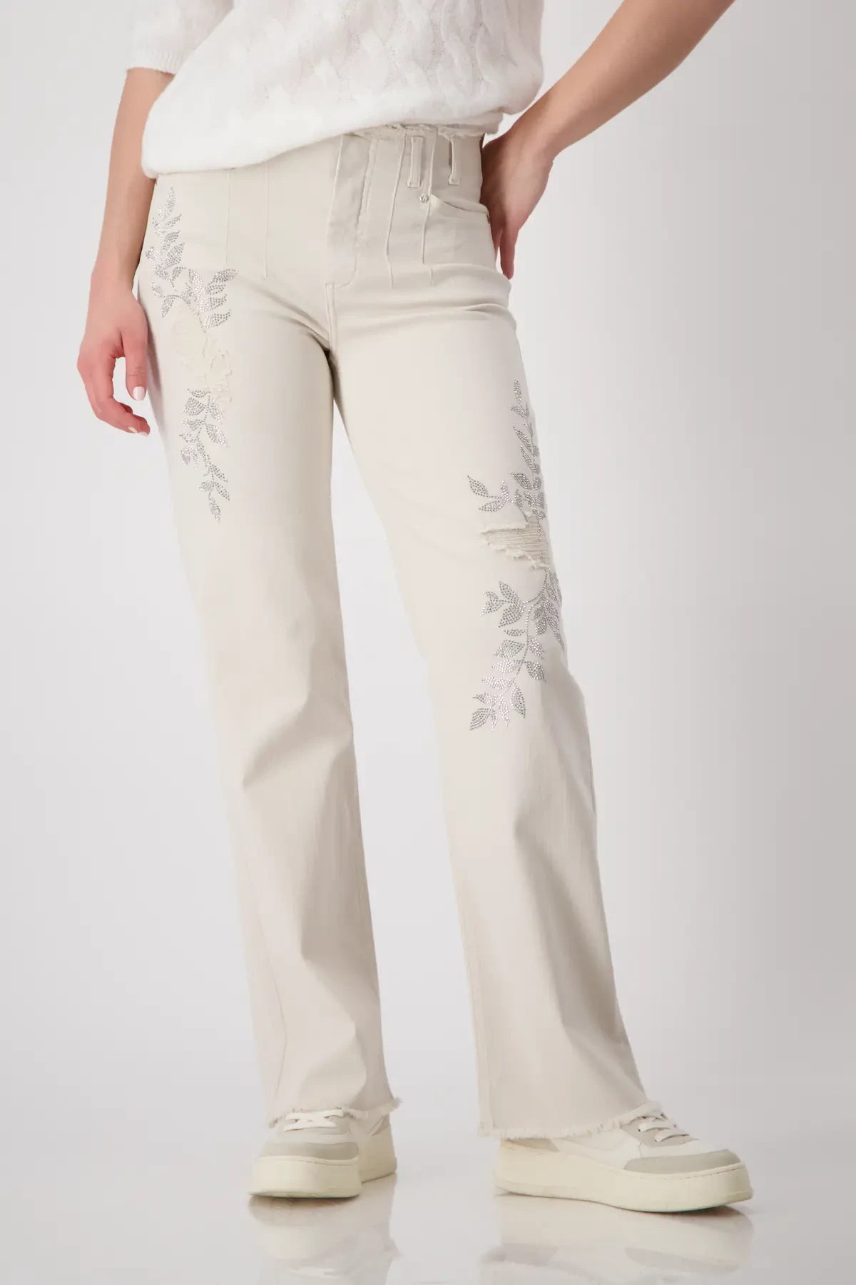 PANTALON VAQUERO BORDADO STRASS - MONARI