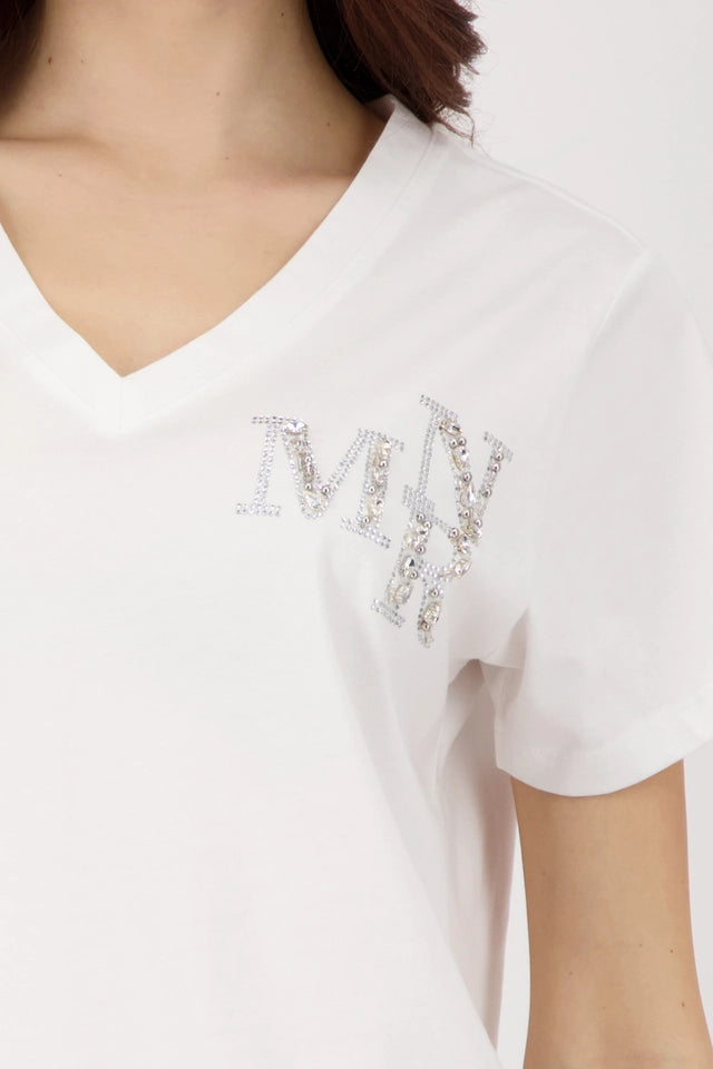 CAMISETA PICO LOGO STRASS - MONARI