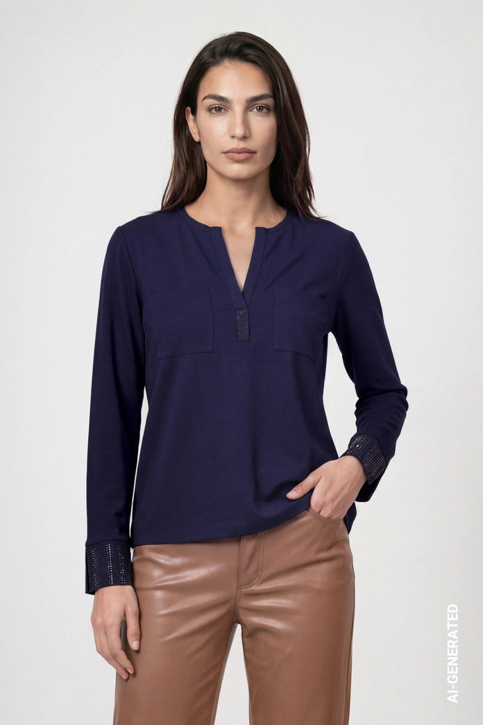 BLUSA CON PEDRERÍA - MONARI