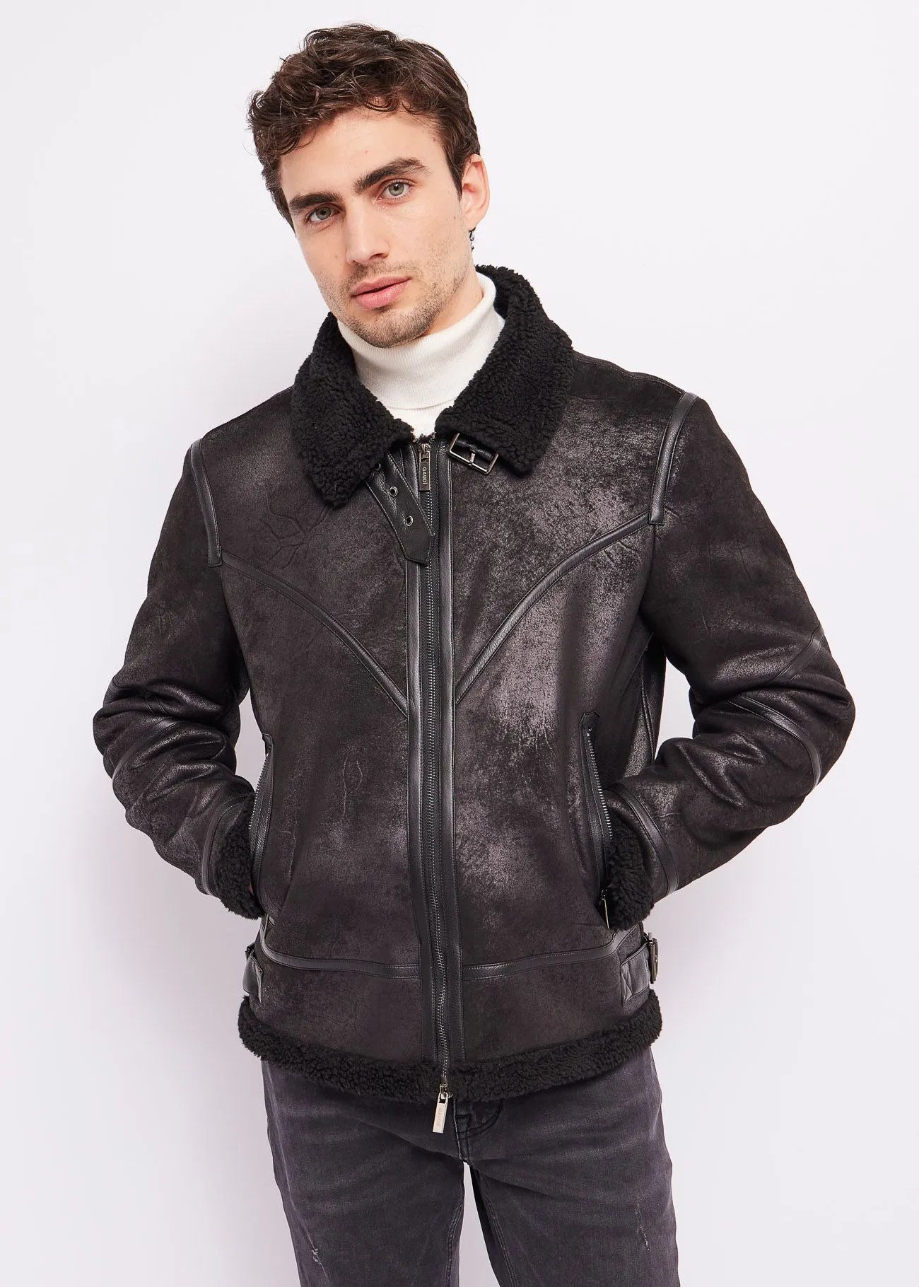 Chaqueta faux-shearling negra - Gaudí