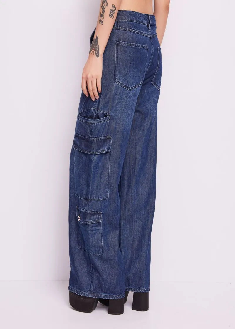 PANTALÓN PALAZZO CARGO DENIM - DENNY ROSE