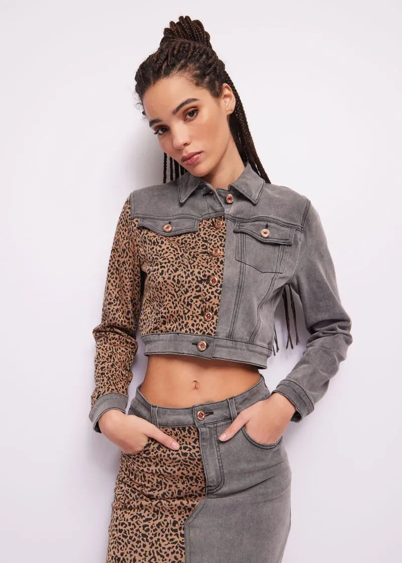 CHAQUETA COMBINADA LEOPARDO - DENNY ROSE