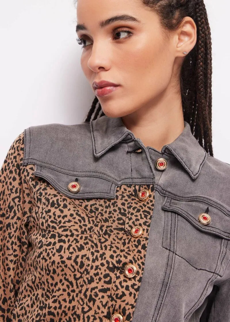 CHAQUETA COMBINADA LEOPARDO - DENNY ROSE