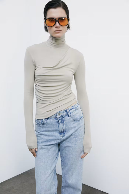 CAMISETA CUELLO FRUNCIDO - PATRIZIA PEPE