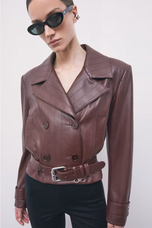 CHAQUETA CRUZADA ECOPIEL - PATRIZIA PEPE