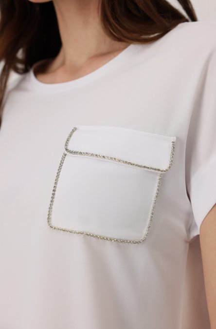 BLUSA BOLSILLO CON STRASS - MONARI