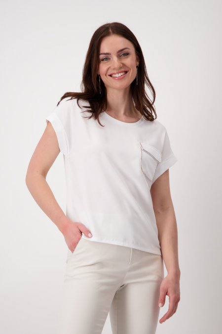 BLUSA BOLSILLO CON STRASS - MONARI