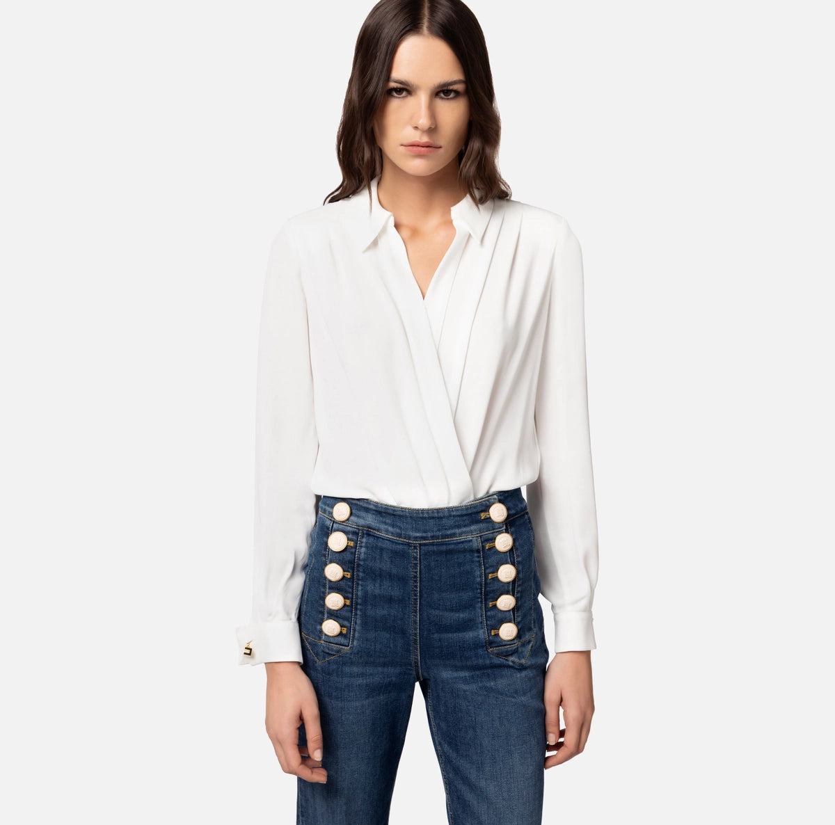 Camisa body cruzada con gemelos - Elisabetta Franchi