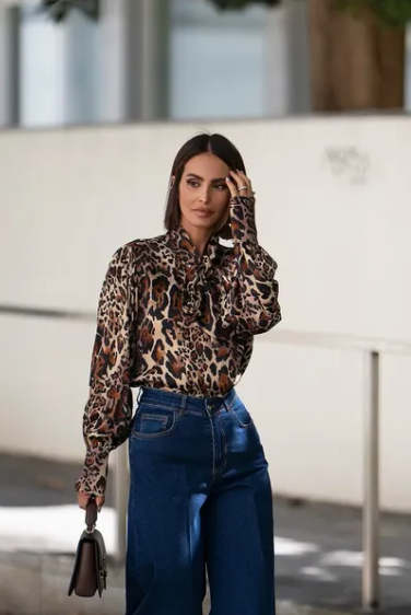 BLUSA LAZO ANIMAL PRINT - FRACOMINA