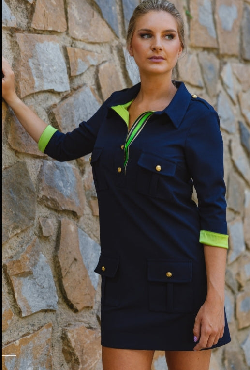 VESTIDO SCUBA MARINO - DI LORA