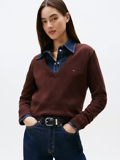 JERSEY PICO LISO BROWN - TOMMY JEANS