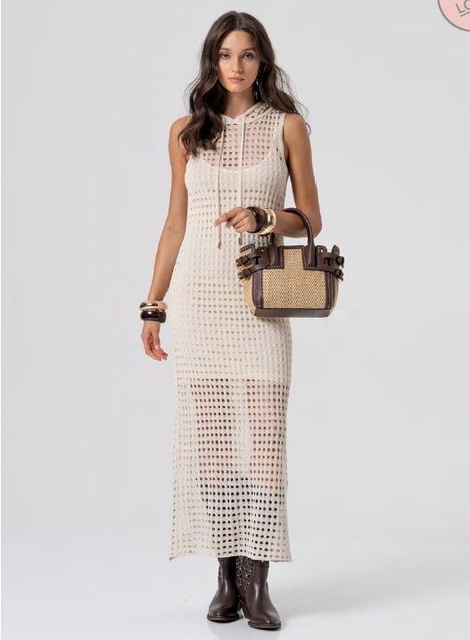 VESTIDO CAPUCHA CROCHÉ - FRACOMINA