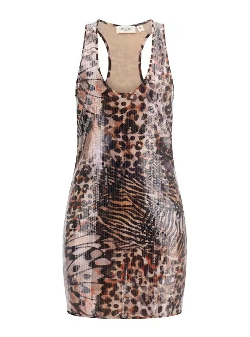 VESTIDO LENTEJUELAS LEOPARDO - GUESS