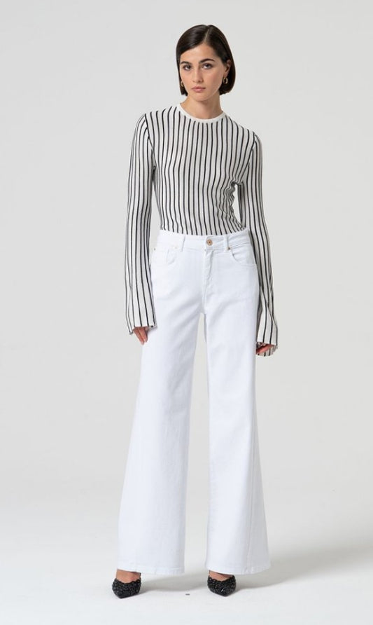 PANTALÓN PALAZZO DENIM BLANCO - FRACOMINA
