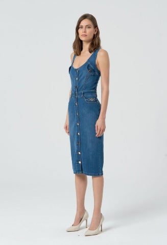 VESTIDO BOTONES DENIM - FRACOMINA