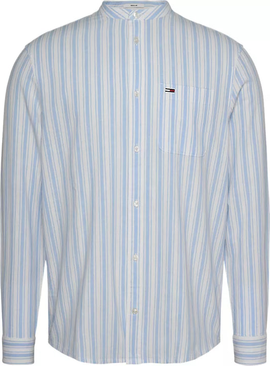 CAMISA AZUL Y BLANCA  SIN CUELLO - TOMMY JEANS