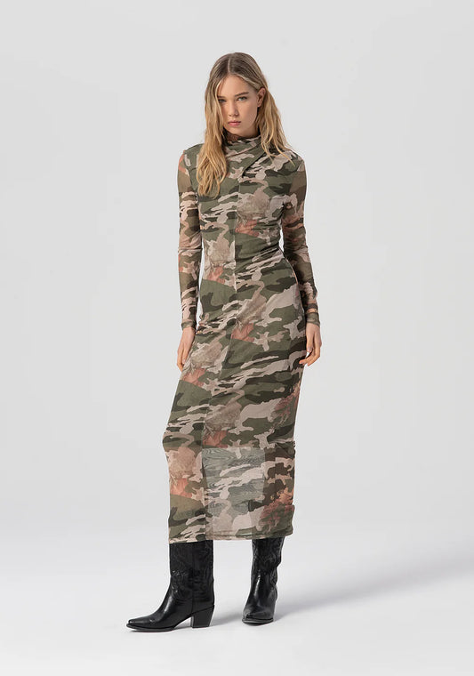 VESTIDO MESH CAMUFLAJE - FRACOMINA